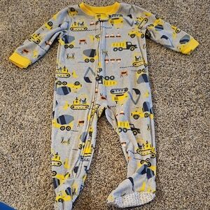 Carter's Gray and Yellow Footies with Construction Print